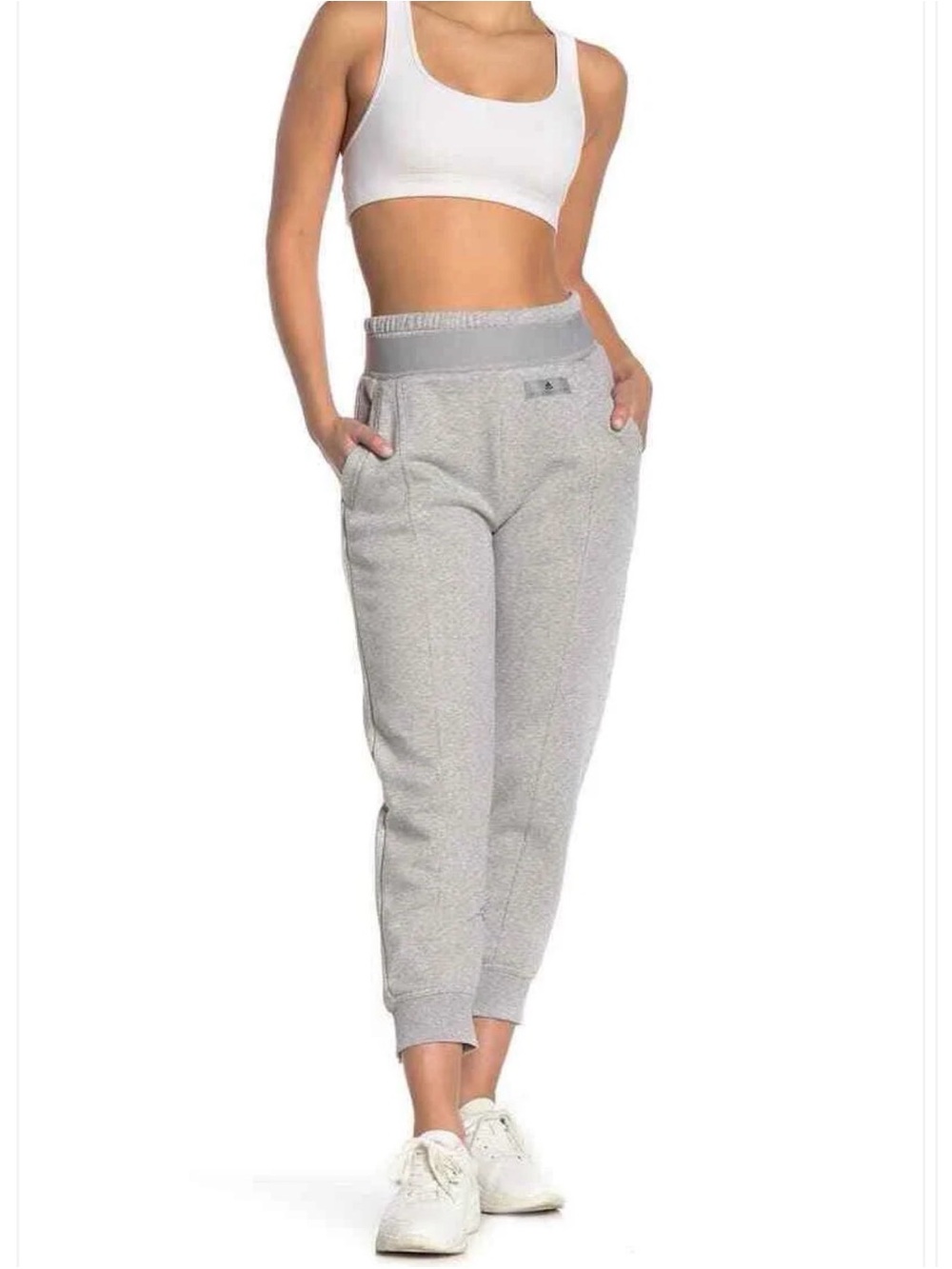 NWT Adidas By Stella McCartney Heather Grey Cropped Spilt Cuff Sweatpants Sz S
